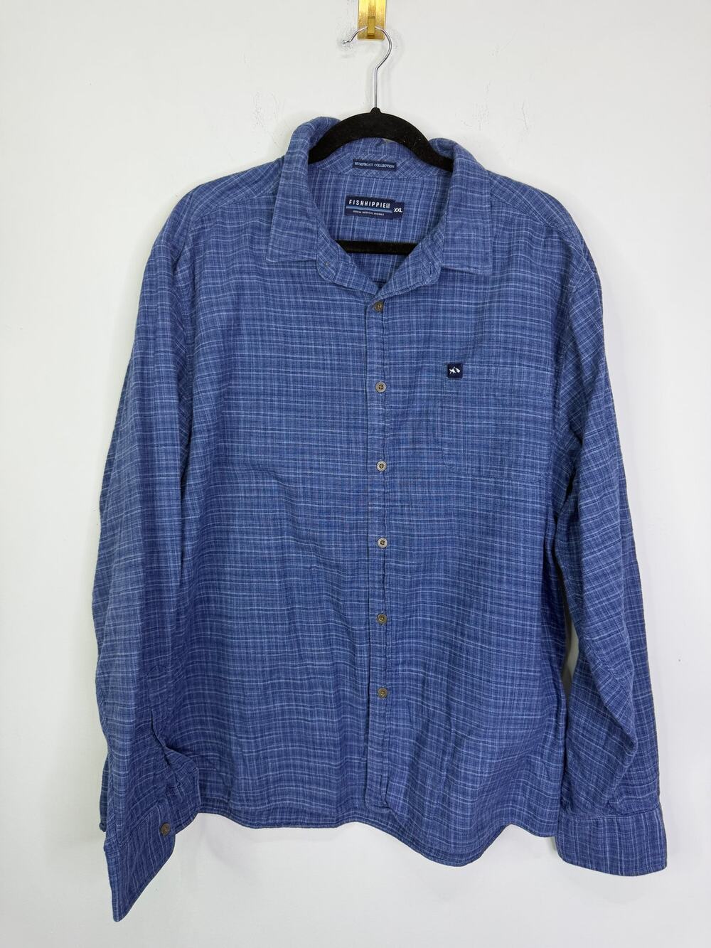 Fish Hippie Plaid Button Up Shirt  Size XXL